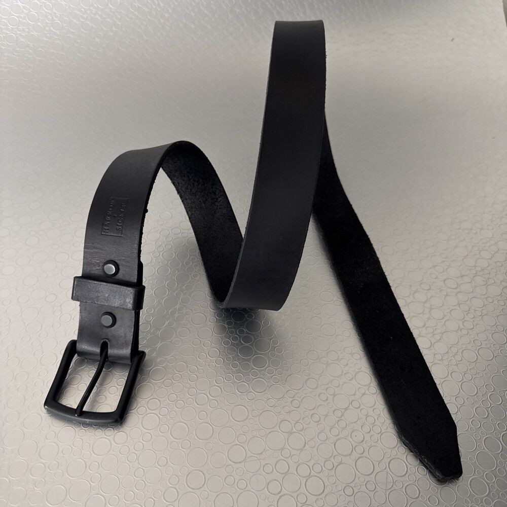 Harrow Sickle Black Leather Belt 38 Interchangeable Buckle Chicago Screws USA
